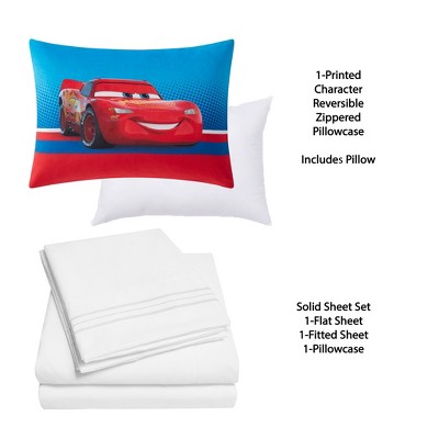 Kids' Lightning McQueen Cars Pillow with Bonus Solid Sheet Set