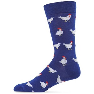 Memoi Men's Funny Chicken Pattern Rayon from Bamboo Blend Novelty Crew Socks - 1 of 4