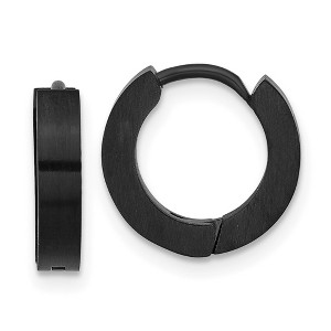 Chisel Stainless Steel Brushed and Polished Gun Metal IP-plated Hinged Hoop Earrings - 1 of 4