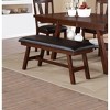 Vynxaria 48"W Contemporary Dining Bench Dark Walnut Finish, Solid Wood/Veneers, Dark Chocolate Faux Leather Cushion (1pc Only) - 2 of 4