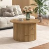 HDZNVF Round Coffee Table for Living Room in Natural, Farmhouse Coffee Table with a Drawer - 3 of 4