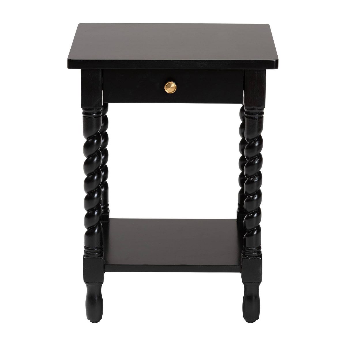 Baxton Studio Niklas Nightstand with Twisted Legs Black - thumbnail 3