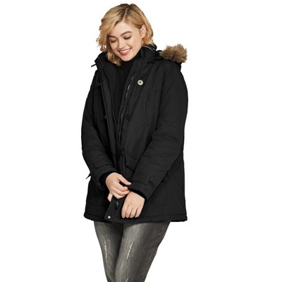 ellos Women's Plus Size Faux Fur Trim Parka