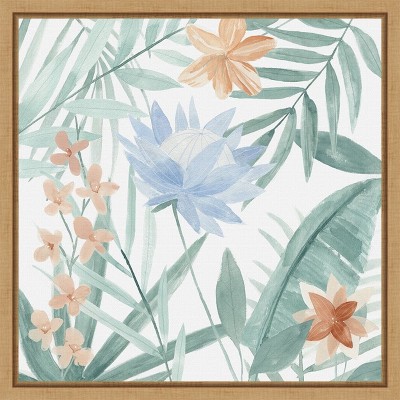 Amanti Art Tropical Palm Welcome I by Annie Warren Canvas Wall Art Print Framed 16 x 16-in.