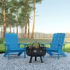 Emma and Oliver Three Piece Hartford Camping Set with Two Faux Wood Adirondack Chairs and Star and Moon Fire Pit with Mesh Cover - 2 of 4
