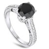 Pompeii3 2 1/4ct Vintage Black Diamond Engagement Ring 14K White Gold - 2 of 4