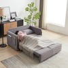 54" Velvet Convertible Sofa Bed with Pull-Out Bed, High-Density Foam, Detachable Arm Pockets, Bedhead and 2 Pillows - 3 of 4