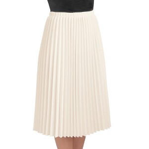 Collections Etc Classic Pleated Mid-Length Jersey Knit Midi Skirt with Comfortable Elastic Waistband - 1 of 3