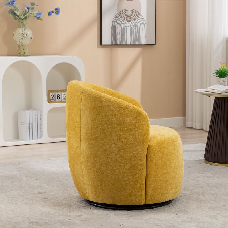 Fannie Chenille Swivel Accent Armchair Barrel Chair,25.60'' Wide Small Velvet Swivel Chair,360° Upholstered Swivel Barrel Chair-Maison Boucle‎, 4 of 12