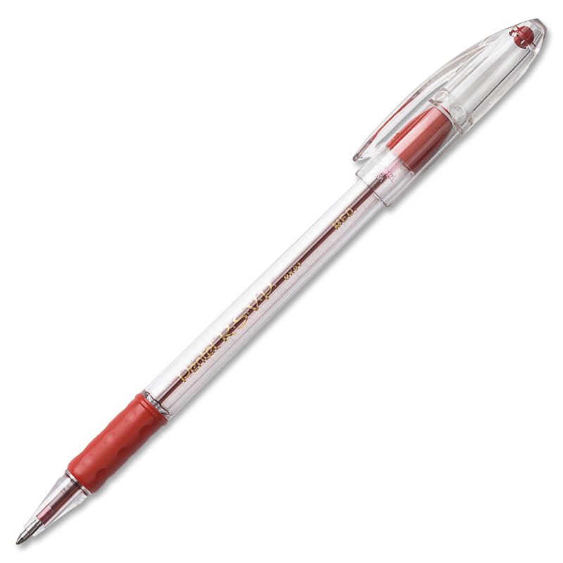 Pentel R.S.V.P. Refillable Ballpoint Pen, 1 mm Medium Tip, Red Ink, Clear Barrel, Pack of 12, 1 of 2