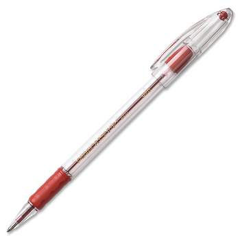 Pentel R.S.V.P. Refillable Ballpoint Pen, 1 mm Medium Tip, Red Ink, Clear Barrel, Pack of 12