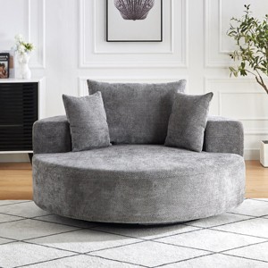 Chenille Swivel Chair – 360-Degree Rotating Accent Chair with Backrest Pillow, Pure Foam Cushion, Modern Living Room Furniture – Cuddlewood - 1 of 4