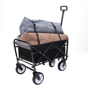 Collapsible Foldable Wagon Cart with strapping system Beach Wagon, Utility Cart for Camping Supports 225lbs - 1 of 4