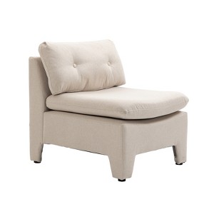 No Armrest Barrel Chairs Linen House Hold Cushioned Deep Seat Accent Single Lazy Chair for Living Room Home White - 1 of 4