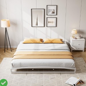 Metal Platform California King/King/Full Size Bed Frames 6 Inch Low Bed Frame w/ Arch Accent Sturdy Structure - 1 of 4