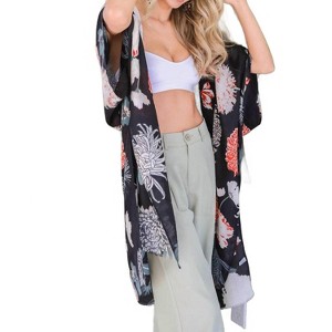 Women's Floral Motif Boho Festival Cover Up Duster - LETO - 1 of 3