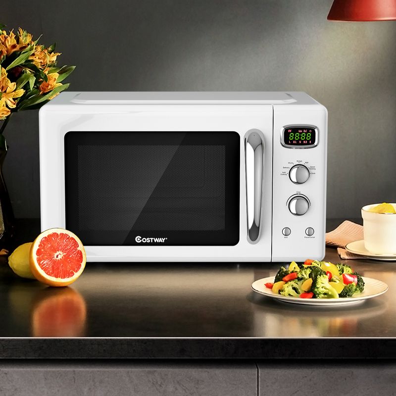 Costway 0.9Cu.ft. Retro Countertop Compact Microwave Oven 900W 8 Cooking Settings BlackGreenWhite, 2 of 11