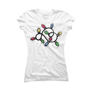 Junior's Design By Humans Christmas Lights By emcgaughey T-Shirt - 1 of 3