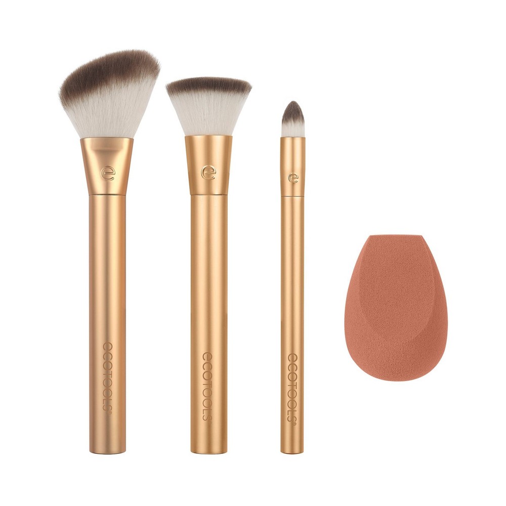 Photos - Foundation & Concealer EcoTools Precious Metals Face Blend and Sculpt Brush Set - 4pc 