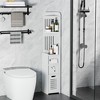VECELO Corner Shelf Stand, Bathroom Corner Cabinet for Narrow Space, Small Storage Organizer with Toilet Paper Drawer, White - 4 of 4