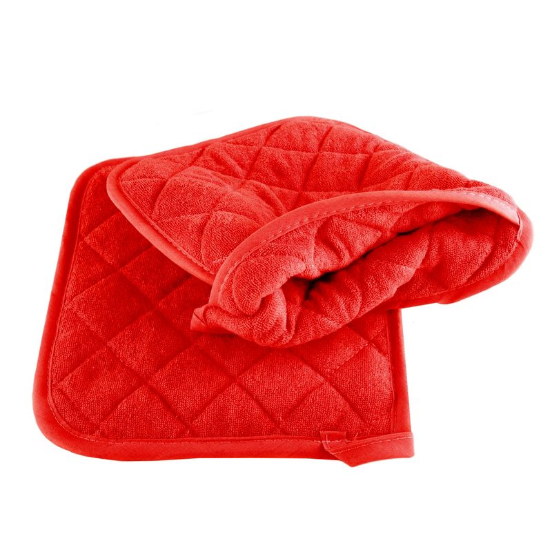 Pot Holder Set, 2 Piece Oversized Heat Resistant Quilted Cotton Pot Holders By Hastings Home (Red), 3 of 7