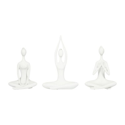 Sagebrook Home Set of 3 Women Yoga Figurines - 10" Yoga Ladies - Polyresin Decorative Yoga Sculpture for Home, Office, Spa