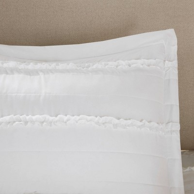 White California King Microfiber Ruffled Comforter Set