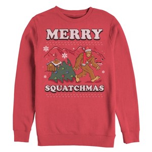 Men's Lost Gods Merry Christmas Big Foot Cartoon Sweatshirt - 1 of 3