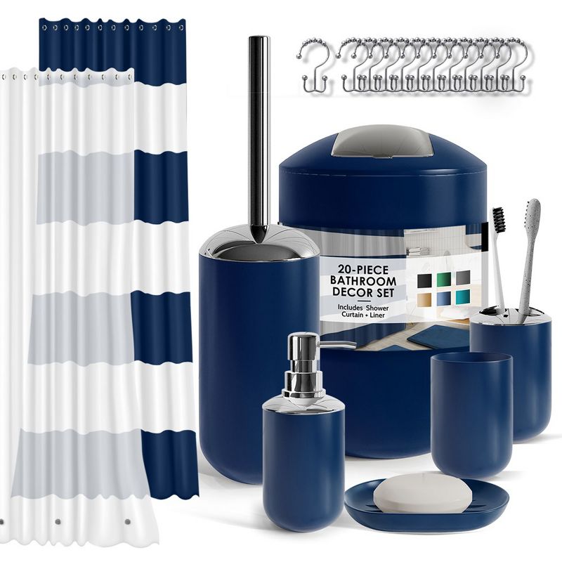 Nestl 20 Piece Complete Bathroom Accessories Set with Shower Curtain and More, 1 of 8