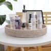 BRINJOY 13.8" Round Woven Tray with Handles - White Washed Rattan Coffee Table Decor, Serving Tray for Food & Decor - 4 of 4