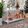 VINGLI 49in Solid Wood Outdoor Console Table, 2-Shelf Wooden Outdoor Accent Plant Table Multifunctional Buffet Bar Storage Organizer  (Gray) - 2 of 4