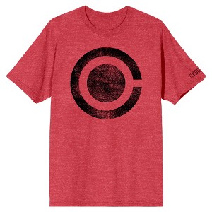 Justice League Black Cyborg Logo Men's Red Heather T-shirt - 1 of 3