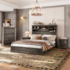 4-Piece Bedroom Set, Wooden Queen Bed Frame with Storage Headboard, Charging Station, Nightstands & Dresser - ModernLuxe - 2 of 4