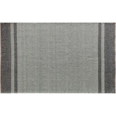 Green and Gray Wool Flat Woven 5' x 7' Striped Area Rug