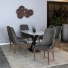 LeisureMod Modern Dining Chair Upholstered in Leather with Brown Rubberwood Legs Accent Kitchen Room Side Chairs Viva Series - 2 of 4