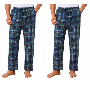 INSPIRE CHIC Men's Elastic Waistband Drawstring Plaid Pajama Sleep Pants 2 Packs - 1 of 4