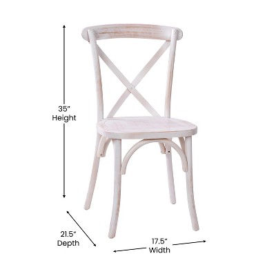 Elegant Lime Wash Solid Elm Wood X-Back Side Chair