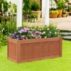 Tangkula 2PCS Hardwood Outdoor Planter Box w/ Seat 2-in-1 Wooden Raised Garden Bed & Bench - 2 of 4