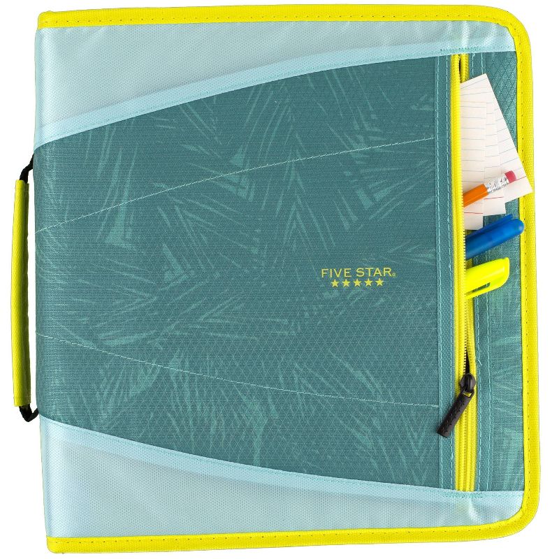 Five Star 2&#34; Sewn Zipper Binder with File Folders Fashion Minty Palm, 6 of 10