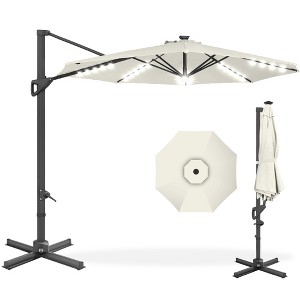 Best Choice Products 10ft 360-Degree Solar LED Lit Cantilever Patio Umbrella, Outdoor Hanging Shade - 1 of 4