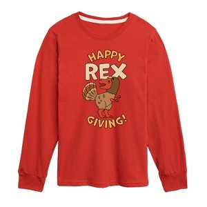 Boys' - Instant Message - Happy Rex Giving Long Sleeve Graphic T-Shirt - 1 of 4