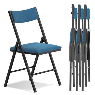 SKONYON 4 Pack Velvet Padded Folding Chair Comfortable and Heavy-Duty Seating