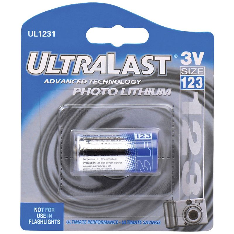 Ultralast® UL1231 3-Volt CR123A Lithium Photo Battery, 1 of 2