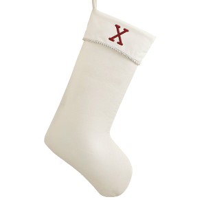 Personalization Mall Classic Christmas Embroidered Initial Ivory Christmas Stockings - 1 of 3