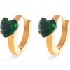 Anna-Kaci Women's Gold Hoop Earrings with Emerald Green Heart Shaped Crystal Stud- Green - 3 of 4