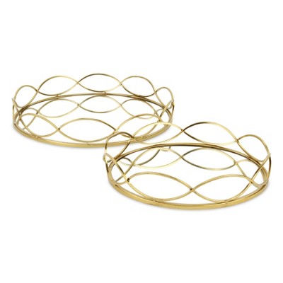 Cheung's Mianzi Round Metal Trays (Set of 2) - Gold