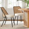 Rattan Back Dining Chair Set of 6,Double Upholstered Kitchen Dining Chair With Metal Legs,Indoor Furniture for Farmhouse-Tanpinhause - 4 of 4