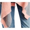 Women's Ivory, Gray, Orange Color Block Open Front Pullover Shawl Sweater - 3 of 3
