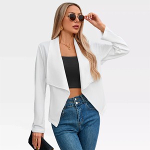 Women's Casual Blazer Draped Open Front Long Sleeve Blazers Shawl Collar Jacket Suts Cinched Blazer - 1 of 4