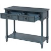 LIVAREEmlen Daisy Series Console Table Traditional Design with Two Drawers and Bottom Shelf (Navy) - 2 of 4